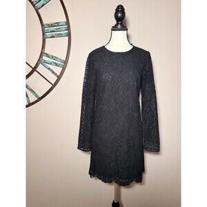 Club Monaco Lace Dress Black Lined Long Sleeve Sheath Size 00 NWT ($268)